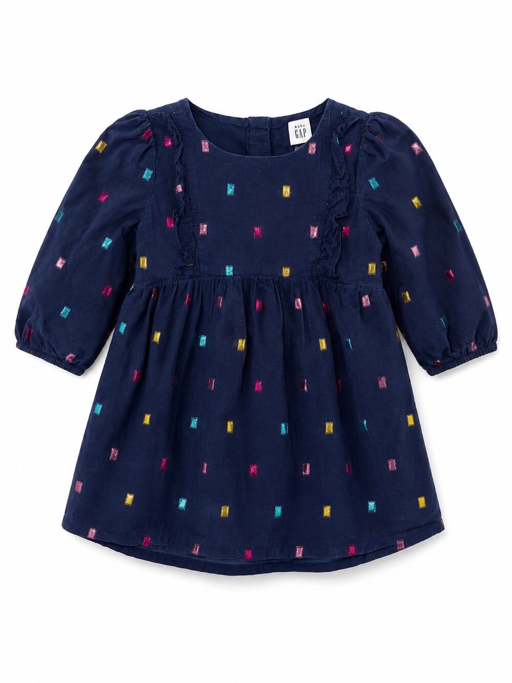 Baby GAP Toddler Girls Navy Metallic Dot Dress 2 Years Long Sleeve